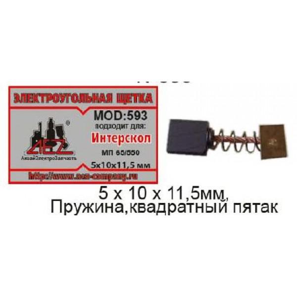 Щетки 5х10х11,5мм. электроугольные 2шт пружина,прямоуг.пятак 8,5х9,5мм. аналог-МП-65/550 Интерскол